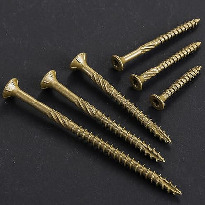 Wensilon #8 * 2" Deck Screws, (311pcs) 2 lbs.Exterior Wood Screws, Rust Resistant epoxy Coated, Bronze, T20 Star Bit - color: Yellow, size: 8*2