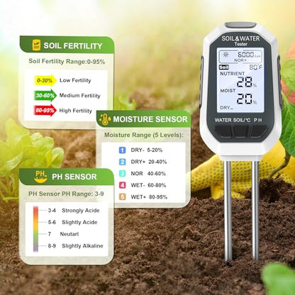 Moisture Meter for Plants,7-in-1 Digital Soil Tester Kit