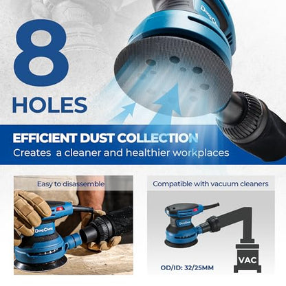 Dong Cheng 5-Inch Random Orbital Sander 3.2A 12800OPM Electric Palm Sander, 6 Variable Speeds, with 20pcs Sandpaper & Detachable Dust Bag, Power Sander for Woodworking, Sanding & Polishing - style: 380W Random Orbital Sander & Tool bag