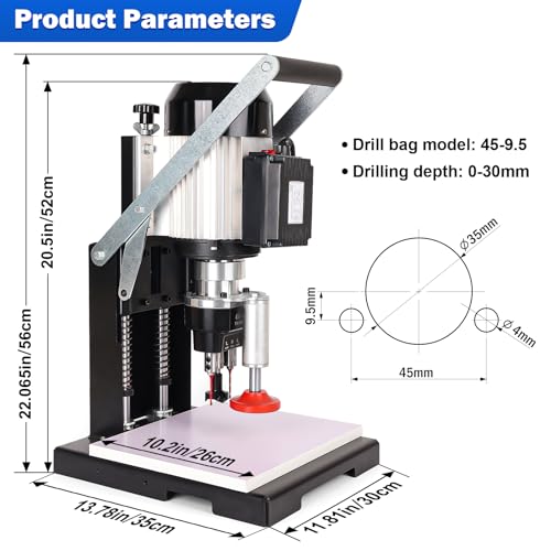 ADWAN 45-9.5mm Manual Hinge Drilling Machine Woodworking Boring 1100w 2840 RPM Boring Depth 0-40mm - size: 45-9.5