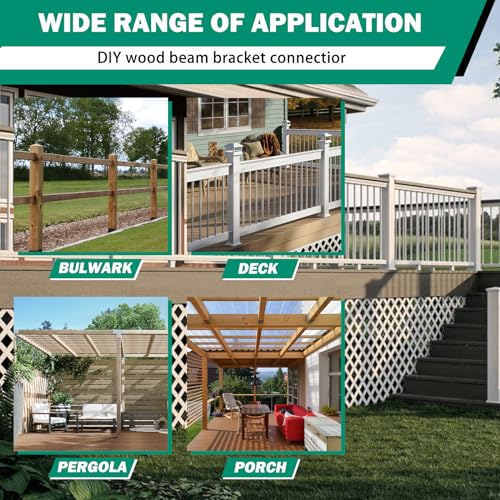 Deck Railing Brackets Connectors 36Pcs,U-Shaped Concealed Brackets for 2"x4" (Actual 1.5"x3.5") Wood Posts,Black Powder Coated Brackets for Stair Fence Railings W/Hardware…
