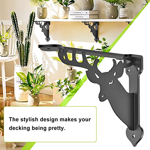 SELEWARE 4 Pack 12" Heavy Duty Shelf Brackets, Deer Decorative L Brackets - size: 12 Inch, style: Deer-4 pack