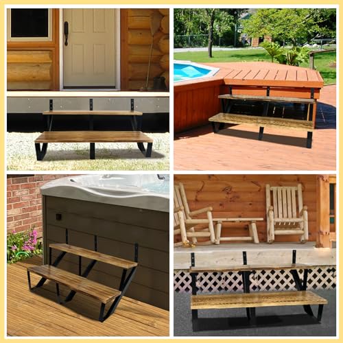 2 Step Metal Stair Step Steel Riser Stringers for 19.4" Height Deck, 3Packs - size: 2 Steps