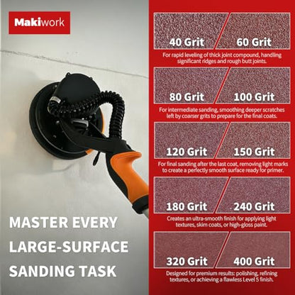 30PCS 9-Inch 6-Hole 40 Grit Hook & Loop Sanding Discs – Heavy-Duty Aluminum Oxide Sandpaper for Drywall Sander, Paint Removal, Wood & Metal Surface Prep - style: 6 Hole