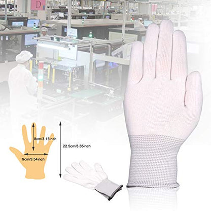 EHDIS Nylon White Working Gloves - Non-slip Vinyl Wrap and PC Building Labor Gloves