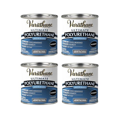 Varathane Water-Based Ultimate Semi-Gloss Polyurethane - color: Semi-Gloss, size: Half Pint (Pack of 4)