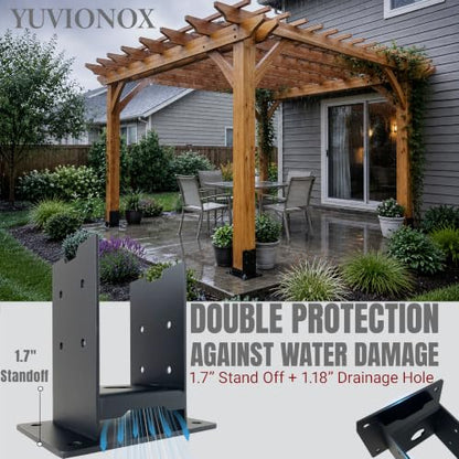 4x4 Post Base for Concrete & Wood Deck, 2 Pcs, 304 Stainless Steel