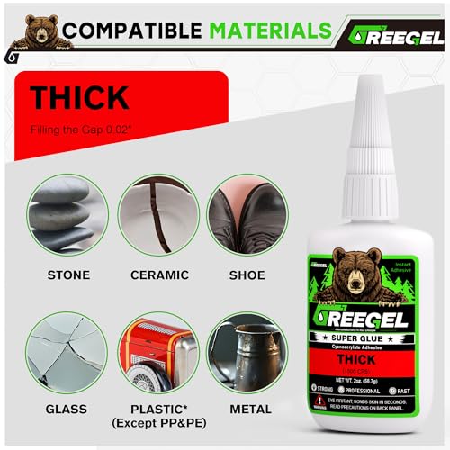 Liquid Thick Super Glue 2 Oz + 3g Gel Glue for Large Gaps, Clear CA - color: Thick Viscosity, size: 2 oz