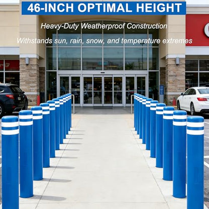OrangeStar Bollard Cover 4" x 46" Blue with 2 Reflective Collars - color: Blue, size: 4"x46"