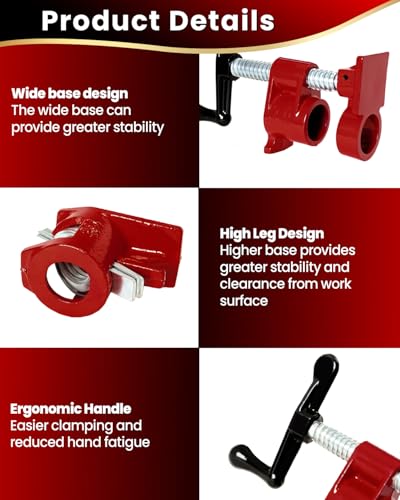 8 Pack 3/4" Pipe Clamps for Woodworking, Heavy Duty Quick Release