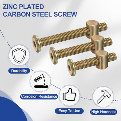 PATIKIL Bunk Bed Bolts and Nuts Kit M6x60mm Furniture Bolts Hex Drive 6Set - size: M6x60mm