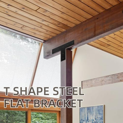 2Pcs T Shape Steel Flat Bracket, 14" X 10" Heavy Duty Mending Plate, T Flat Repair Tie Plate, Connecting Brackets, Repair Joining Fixing Brace with 2 Sets of Screws