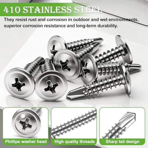 mxuteuk 530PCS #8×1/2" Self Tapping Screws,410 Stainless Steel - size: SV #8×1/2"