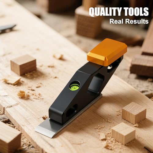 Block Plane with Built-in Level – Durable Hand Planer & Wood Plane – Precision Chisel Plane with Hardened Flat Blade – Compact Woodworking Tool for Edge Trimming, Plug Finishing & Joinery Cleanup