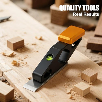 Block Plane with Built-in Level – Durable Hand Planer & Wood Plane – Precision Chisel Plane with Hardened Flat Blade – Compact Woodworking Tool for Edge Trimming, Plug Finishing & Joinery Cleanup