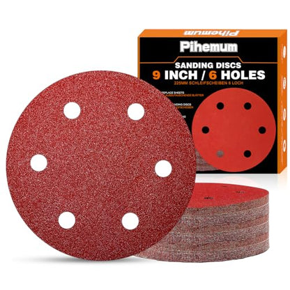 60 PCS 9 Inch Drywall Sanding Discs 40-240 Grit Assorted 6 Hole - style: 6 Hole