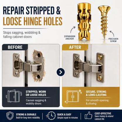 Hinge Repair Screw & Expansion Anchor, 100 PC 6×14mm Expansion Screw Set