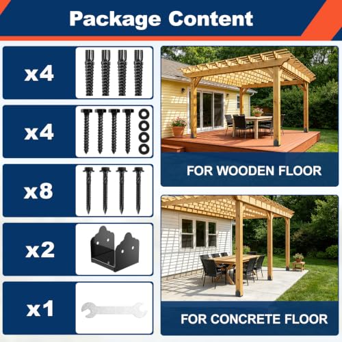FMhotu 6x6 Post Base 2Pcs, Stainless Steel Adjustable Post Anchor Bracket - size: 6X6