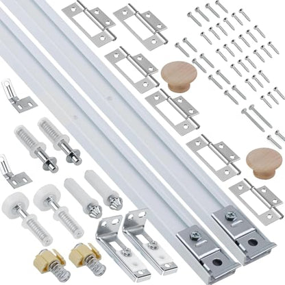 Bifold Door Hardware Kit, 2-Pack 18-Inch Bi-fold Closet Door Track Kit Bifold Closet Door Hardware Kit Folding Door Hardware Repair Replacement Tool Kit, Can Be Connected Into 36Inch - size: 36'' Track(2x18'' Track)