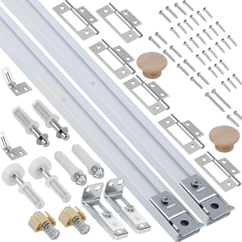 Bifold Door Hardware Kit, 2-Pack 24-Inch Bi-fold Closet Door Track Kit Bifold Closet Door Hardware Kit Folding Door Hardware Repair Replacement Tool Kit, Can Be Connected Into 48Inch - size: 48'' Track(2x24'' Track)