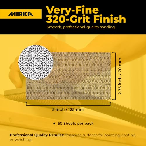 Mirka Abranet 2.75x5 Inch 320 Grit Mesh Sanding Sheets Hook & Loop, 50 Pack - size: Grit 320