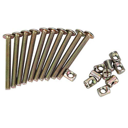 Furniture Bolts and Barrel Nuts, 10 Pcs Bed Frame Bolts Crib Replacement Hardware Kit M6 Bed Bunk Furniture Hex Dowel Bolts with Barrel Nuts Carbon Steel Cross Dowel Nut (40mm) - size: 40mm