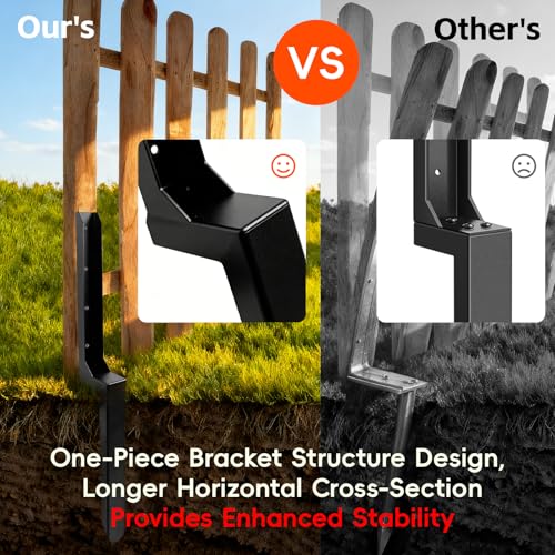 2 Pack Fence Post Repair Kits with Strong One-Piece Steel Anchor & Stakes - color: Black-2pack