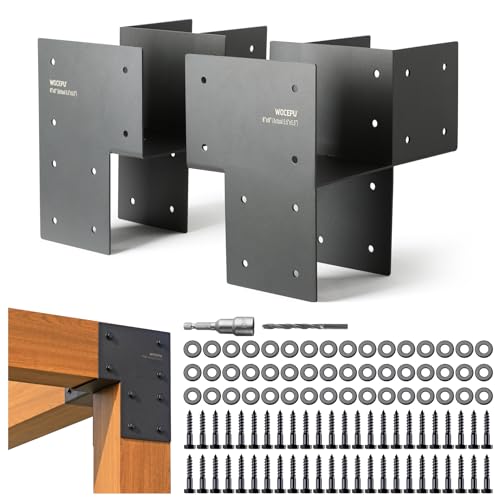 4 Pack Heavy Duty 6x6 (Actual 5.5"x5.5") Stainless Steel Corner Post Caps Tie Bracket , Fit Connecting Wood Gazebo, Deck Patio Post and Wood Beams Bracket (Dark Ggray) - size: Corner 6"x6"(Actual 5.5"x5.5")