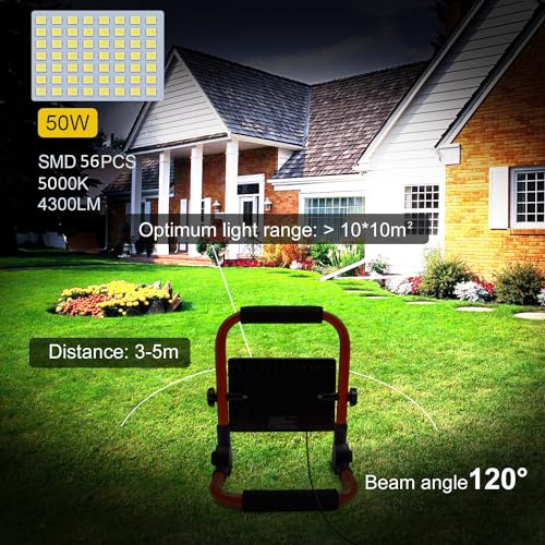 LTE 50W LED Work Light 4300LM Portable Work Light with 16.4FT Cord