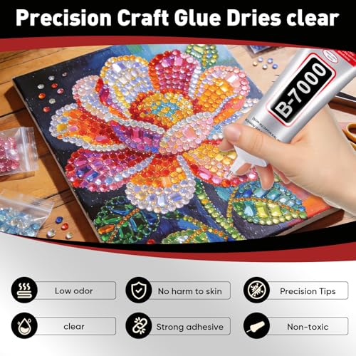 2 PCS 110ml B7000 Rhinestone Glue Clear, Bedazzling Glue for Craft, Jewelry