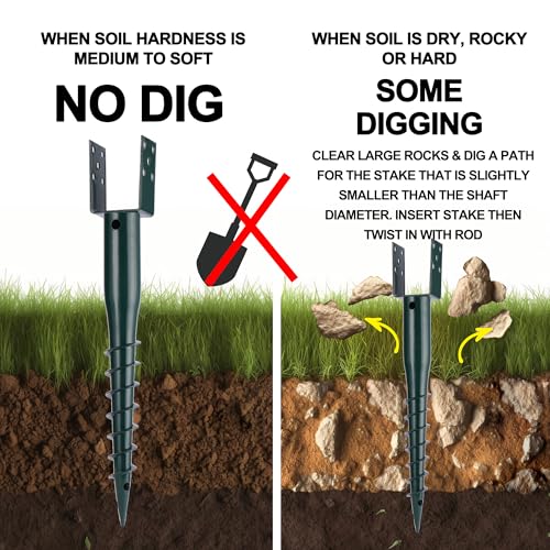 No Dig Ground Screw Anchor, U Shaped Powder-Coated Post Stake, 27 inch 4pcs - size: 27inch 4pcs