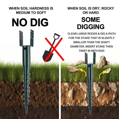 No Dig Ground Screw Anchor, U Shaped Powder-Coated Post Stake, 27 inch 4pcs - size: 27inch 4pcs