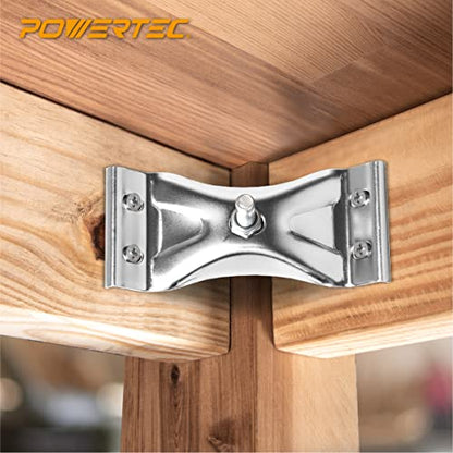 POWERTEC Kerf Mount Corner Bracket 8PK w/Mounting Hardware, Corner Braces for Coffee Table/Desk Legs/Dining Table/Bench Legs (71427-P2) - size: 2" x 4-1/2", style: Kerf Corner Brackets Combo, 8PK