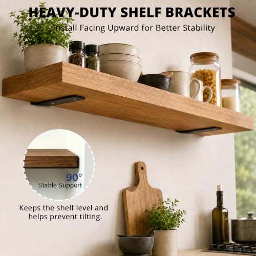 4 Pack Black Floating Shelf Brackets 10 Inch Heavy Duty Wall Shelf Support - size: 4 Pack