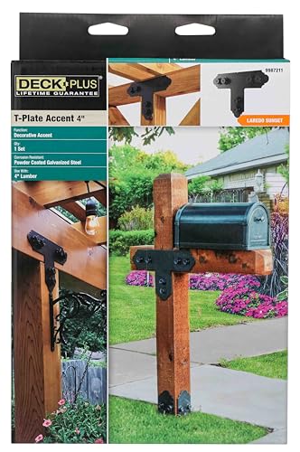 Deck Plus Laredo Sunset T Plate Connector Kit, 4in, 1 Pack, Black