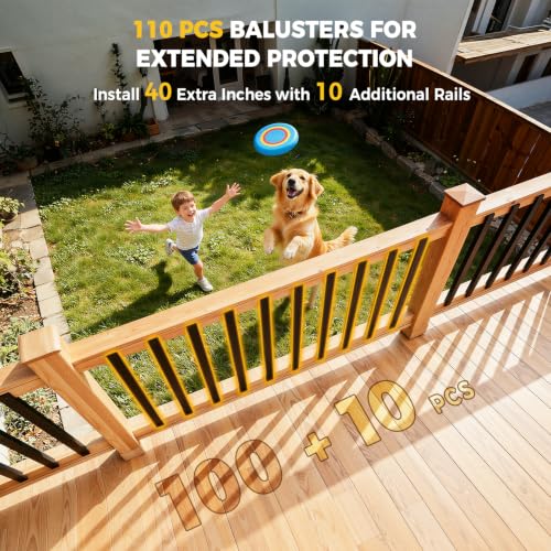 CAMMOO 110 Pcs 26"Rectangular Deck Balusters, Straight Spindles Railing Kit - size: 26 Inch