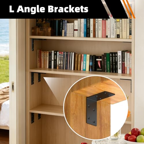 3"x3"x1.5" Steel Angle Bracket, 90 Degree L Corner Brace - size: （15PCS） Black