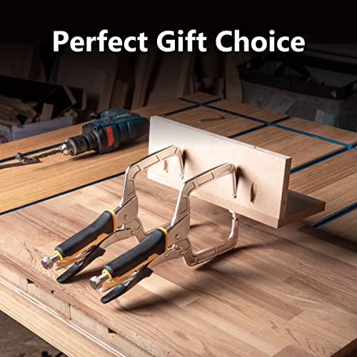 POWERTEC Pocket Hole Clamp, Quick Release 12” Right Angle Clamp for Pocket Hole Joinery, Vise Grip Clamps w/Ergonomic Grip & Swivel Pad, Clamps for Woodworking, DIY, Drawer Making - 2PCs (71744) - size: Pocket Hole Clamps (2PCs)