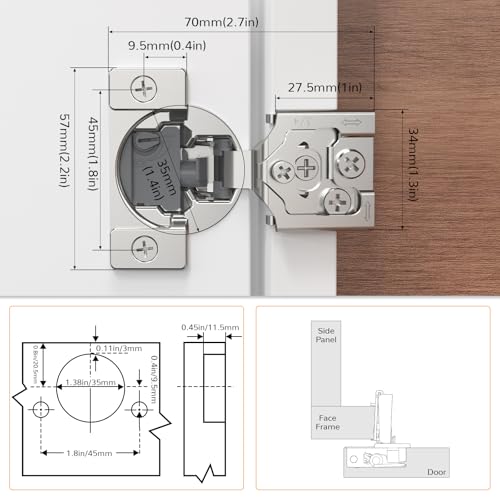 Chibery 30 Pack 3/4” Overlay 4D Soft Close Cabinet Hinges, Concealed Face Frame, Adjustable Closing Speed, 105° Opening Smooth Slow, Hidden Self Closing for Kitchen Corner, Cupboard (with Template) - size: 3/4” Overlay