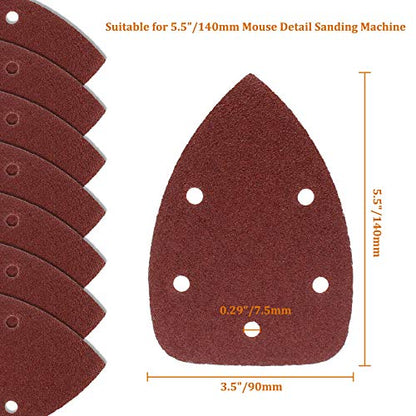 50 Pcs Mouse Detail Sander Sandpaper, 60 Grit, 5 Hole - size: 60 Grit - 50 Pcs