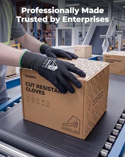 toolant ComfyCut A5 Cut Resistant Work Gloves, ANSI & EN388 Certified Protection with Second Skin Comfort, Fiberglass-Free, Touchscreen & Flexible Grip, for Woodworking, Warehouse, Assembly, Medium - size: Medium