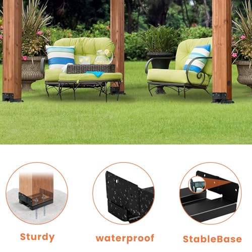 1 PCS 8x8 Post Base for Concrete Heavy Duty Black E-Coated - color: Black