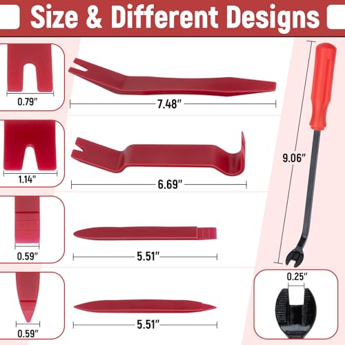BFXM 5PCS Auto Trim Removal Tool kit,Clip Pry Tools Kit No Scratch Plastic - color: Red