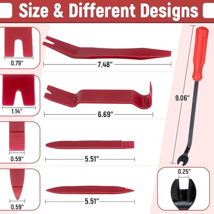 BFXM 5PCS Auto Trim Removal Tool kit,Clip Pry Tools Kit No Scratch Plastic - color: Red