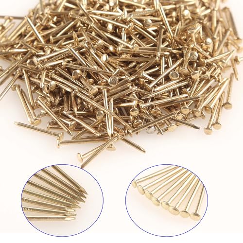 newlng 500PCS Small Nail Round Head Tiny Nails String Art Nails Hand-Made Hardware Accessories Fasteners Mini Nail 1.5 X 15mm/0.06"X0.6"(DXL) Golden - color: Golden1.5*15mm