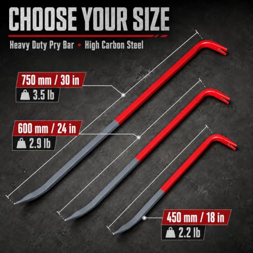 24 Inch 60 cm Heavy Duty Pry Bar Nail Puller Gray Red - size: 24 Inch / 60 cm