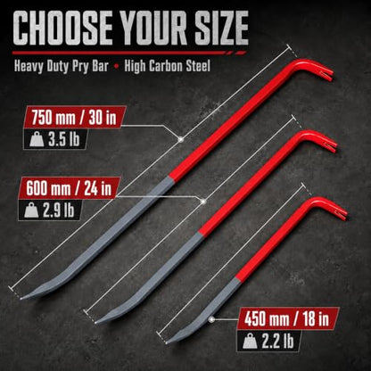 24 Inch 60 cm Heavy Duty Pry Bar Nail Puller Gray Red - size: 24 Inch / 60 cm