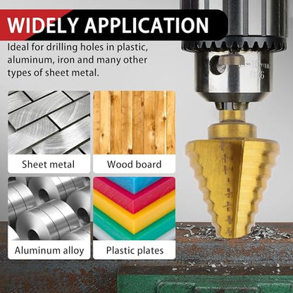 6Pcs(1/8"-1-3/8") HSS Step Drill Bit Set - size: 6pcs