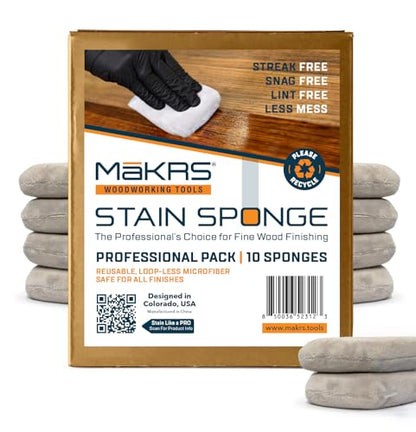 MāKRS Stain Sponge, Wood Finish Applicators, 10-Pack - size: Pack of 10