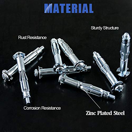 Glarks 30Pcs 6x65MM Heavy Duty Zinc Plated Steel Molly Bolt Hollow Drive Wall Anchor Screws Set for Drywall, Plaster and Tile (M6x65) - size: 6x65mm